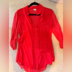 Splendid Coral Blouse with Pocket